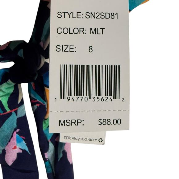 La Blanca Sunshine Navy Peach Halter Fruit Floral 2 Piece Bikini Swimsuit Set 8 - Picture 8 of 12